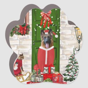 German Shepherd Dog Christmas   Car Magnet
