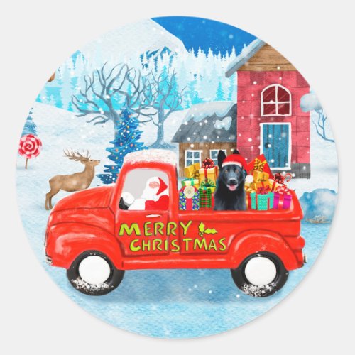 German Shepherd Dog Christmas Delivery Truck Snow  Classic Round Sticker