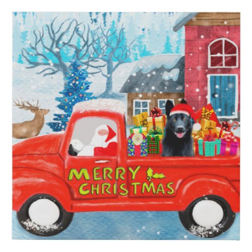 German Shepherd Dog Christmas Delivery Truck Snow Faux Canvas Print