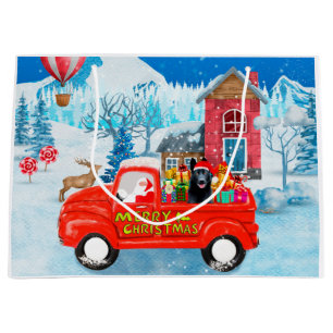 German Shepherd Dog Christmas Delivery Truck Snow Large Gift Bag