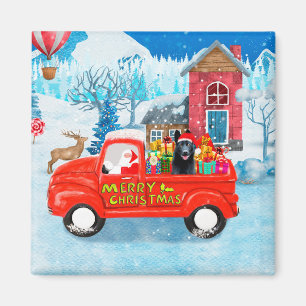 German Shepherd Dog Christmas Delivery Truck Snow  Magnet