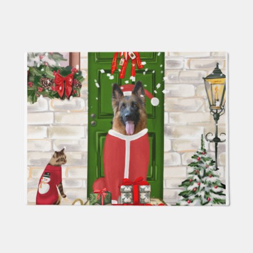 German Shepherd Dog Christmas Doormat