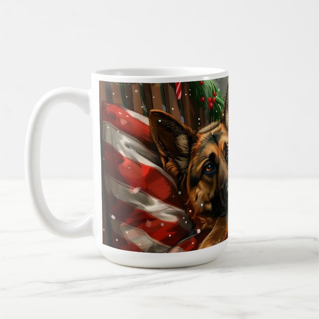 German Shepherd Dog Christmas Festive Coffee Mug (Left)