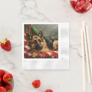 German Shepherd Dog Christmas Festive Napkins