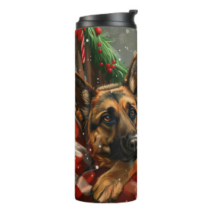 German Shepherd Dog Christmas Festive Thermal Tumbler