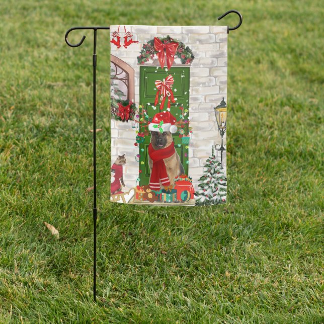 German Shepherd Dog Christmas  Garden Flag (In SItu)