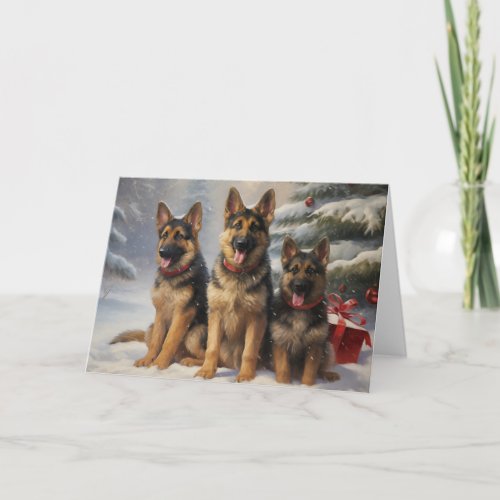 German shepherd dog Christmas greeting card
