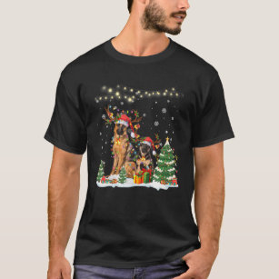 German Shepherd Dog Christmas Light Tree Xmas Snow T-Shirt