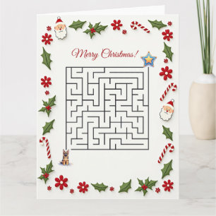 German Shepherd Dog Christmas Maze Puzzle Holiday Card