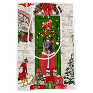 German Shepherd Dog Christmas   Medium Gift Bag