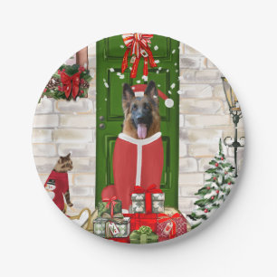 German Shepherd Dog Christmas Paper Plates