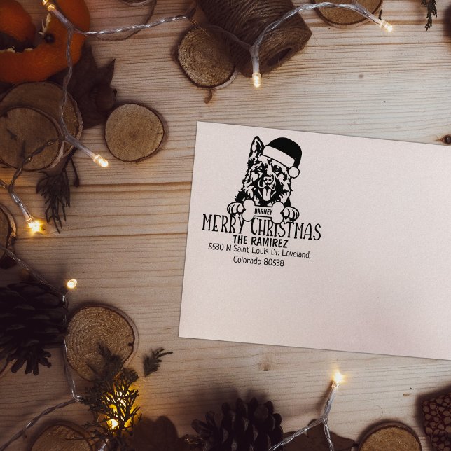 German Shepherd Dog Christmas Return Address  Rubber Stamp (Creator Uploaded)