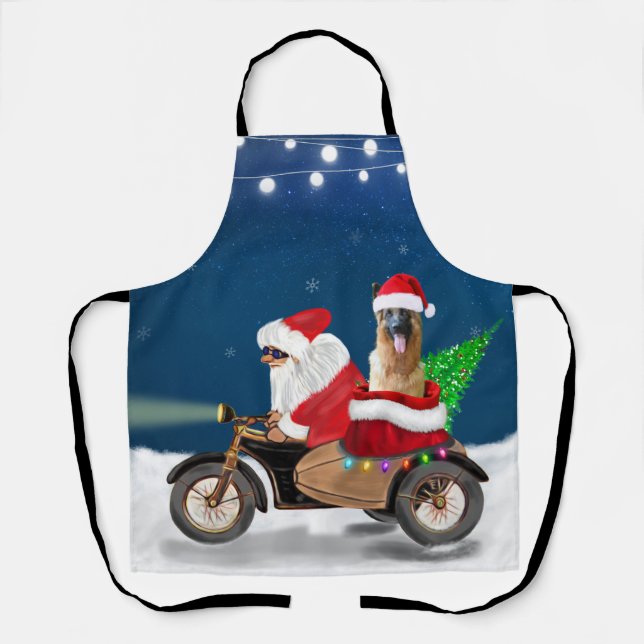 German Shepherd dog Christmas Santa Claus   Apron (Front)