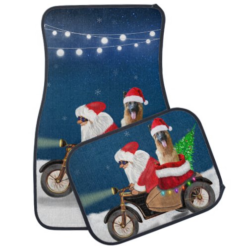 German Shepherd dog Christmas Santa Claus   Car Floor Mat