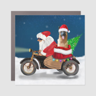 German Shepherd dog Christmas Santa Claus Car Magnet