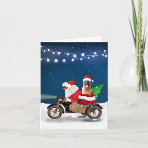 German Shepherd dog Christmas Santa Claus  Card