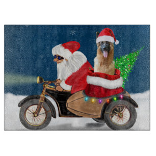 German Shepherd dog Christmas Santa Claus Cutting Board