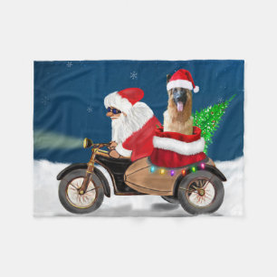 German Shepherd dog Christmas Santa Claus Fleece Blanket