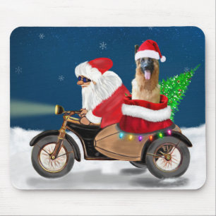 German Shepherd dog Christmas Santa Claus Mouse Pad