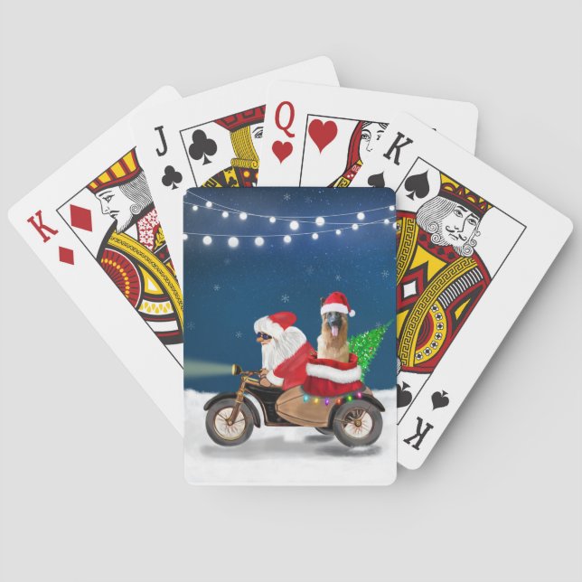 German Shepherd dog Christmas Santa Claus   Poker Cards (Back)