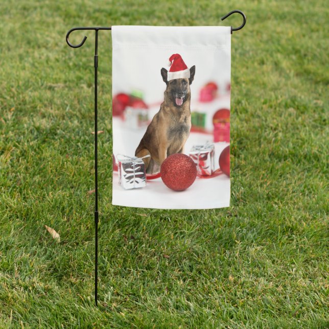 German Shepherd dog Christmas Santa Hat  Garden Flag (In SItu)