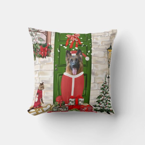 German Shepherd Dog Christmas  Throw Pillow