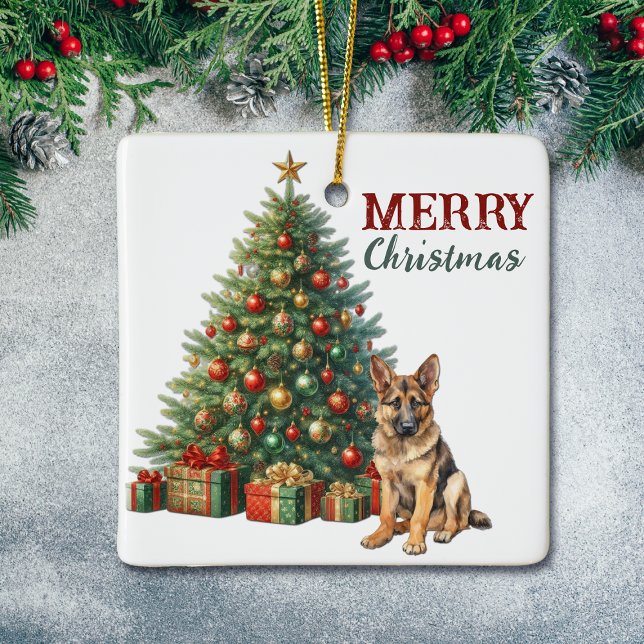 German Shepherd Dog Christmas Tree Ceramic Ornament (Creator Uploaded)