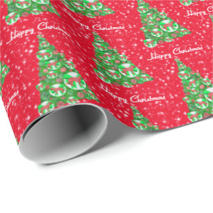 German Shepherd Dog Christmas Tree Holiday Red Wra Wrapping Paper
