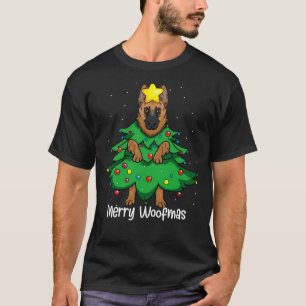 German Shepherd Dog Christmas Tree K9 Paw Dad Paw T-Shirt