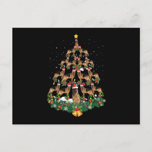 German Shepherd Dog Christmas Tree Lights Santa Ha Postcard