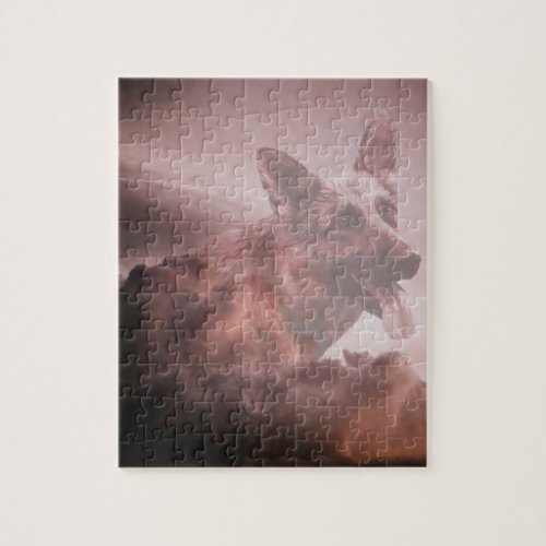 German Shepherd Dog Clouds Heaven Art Portrait Jigsaw Puzzle