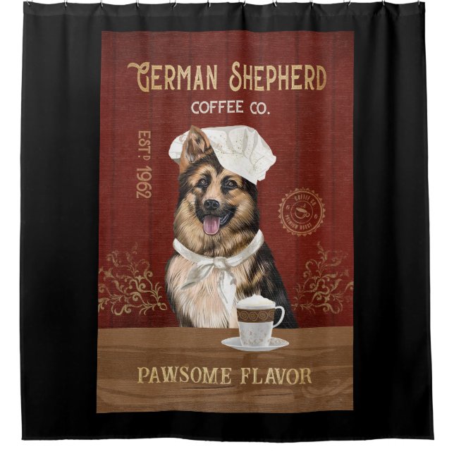 German Shepherd Dog Coffee Company Canvas Shower Curtain (Front)