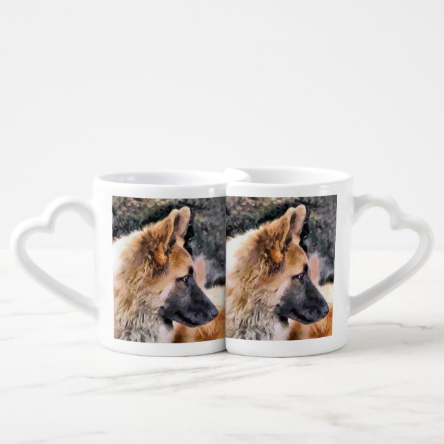 GERMAN SHEPHERD DOG COFFEE MUG SET (Front Nesting)