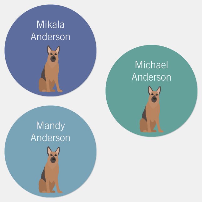 German Shepherd dog colors waterproof label (Group)