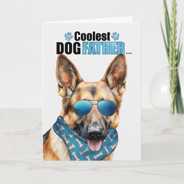 German Shepherd Dog Coolest Dad Father's Day Holiday Card (Front)