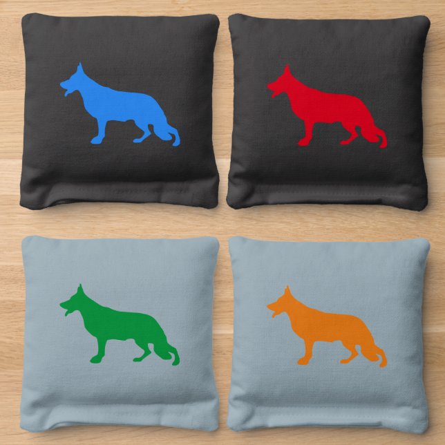 German Shepherd Dog Cornhole Bags (Wood)