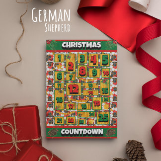 German Shepherd Dog Countdown Christmas Advent Holiday Card