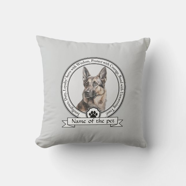 German Shepherd Dog Credo Throw Pillow (Front)