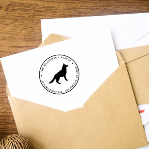 German Shepherd Dog Custom Family Return Address Rubber Stamp