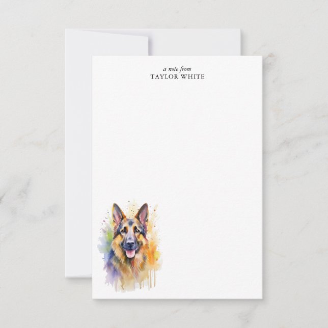 German Shepherd Dog Customizable Thank You Note Card (Front)