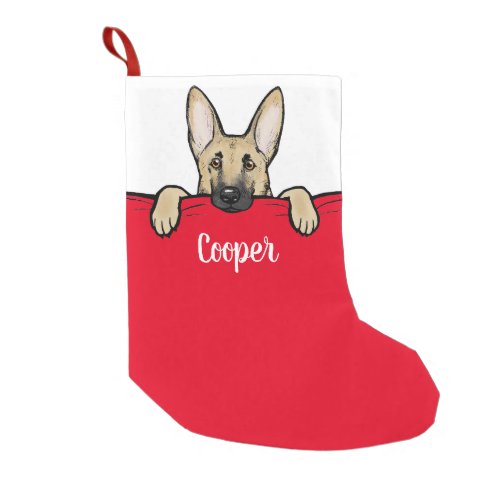 German Shepherd Dog Cute Personalized Small Christmas Stocking