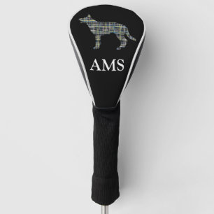 German Shepherd Dog Cute Silhouette Y&B Grid Golf Head Cover