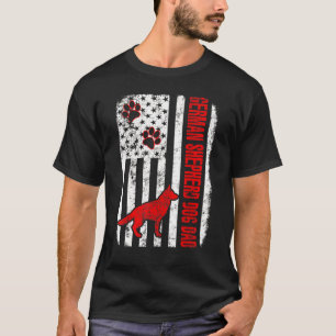 German Shepherd Dog Dad American Flag T-Shirt