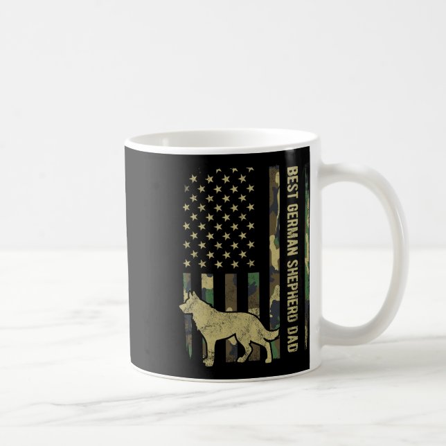 German Shepherd Dog Dad Camouflage American Flag  Coffee Mug (Right)