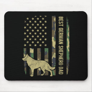 German Shepherd Dog Dad Camouflage American Flag Mouse Pad