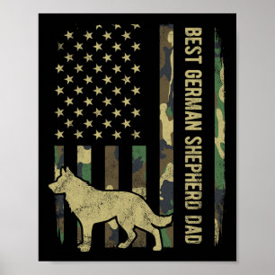 German Shepherd Dog Dad Camouflage American Flag Poster