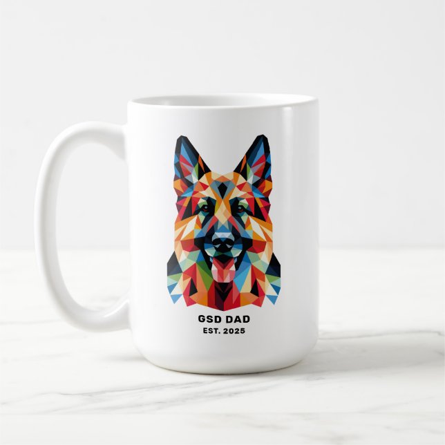 German Shepherd Dog Dad Established Date Coffee Mug (Left)
