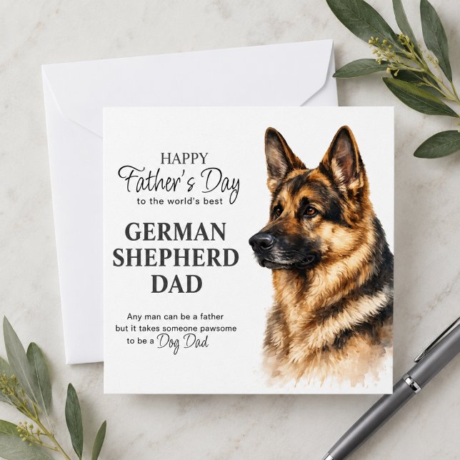 German Shepherd Dog Dad Father’s Day Holiday Card (Edit the greeting on the reverse to personalize, or change 'DAD' to something else eg Daddy)