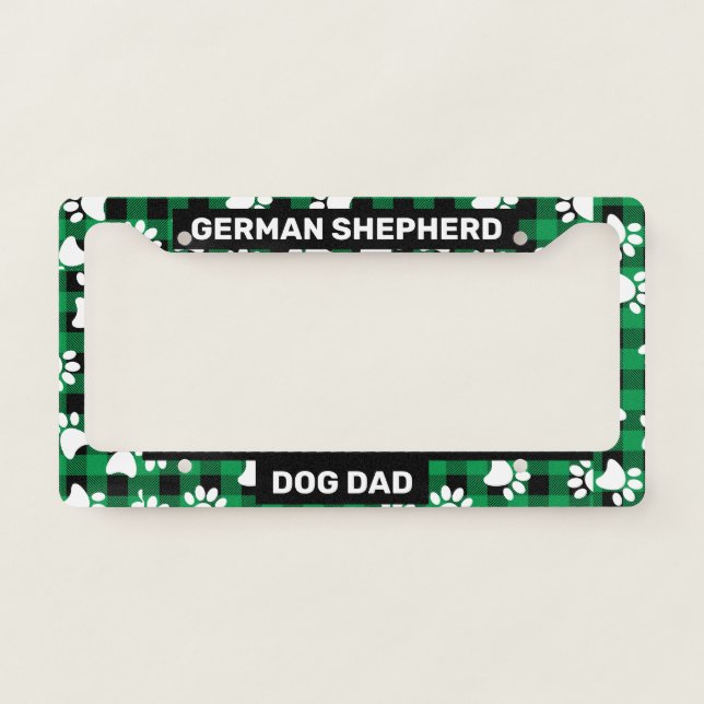 German Shepherd Dog Dad License Plate Frame (Front)