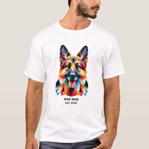 German Shepherd Dog Dad Personalized Low Poly Art T-Shirt